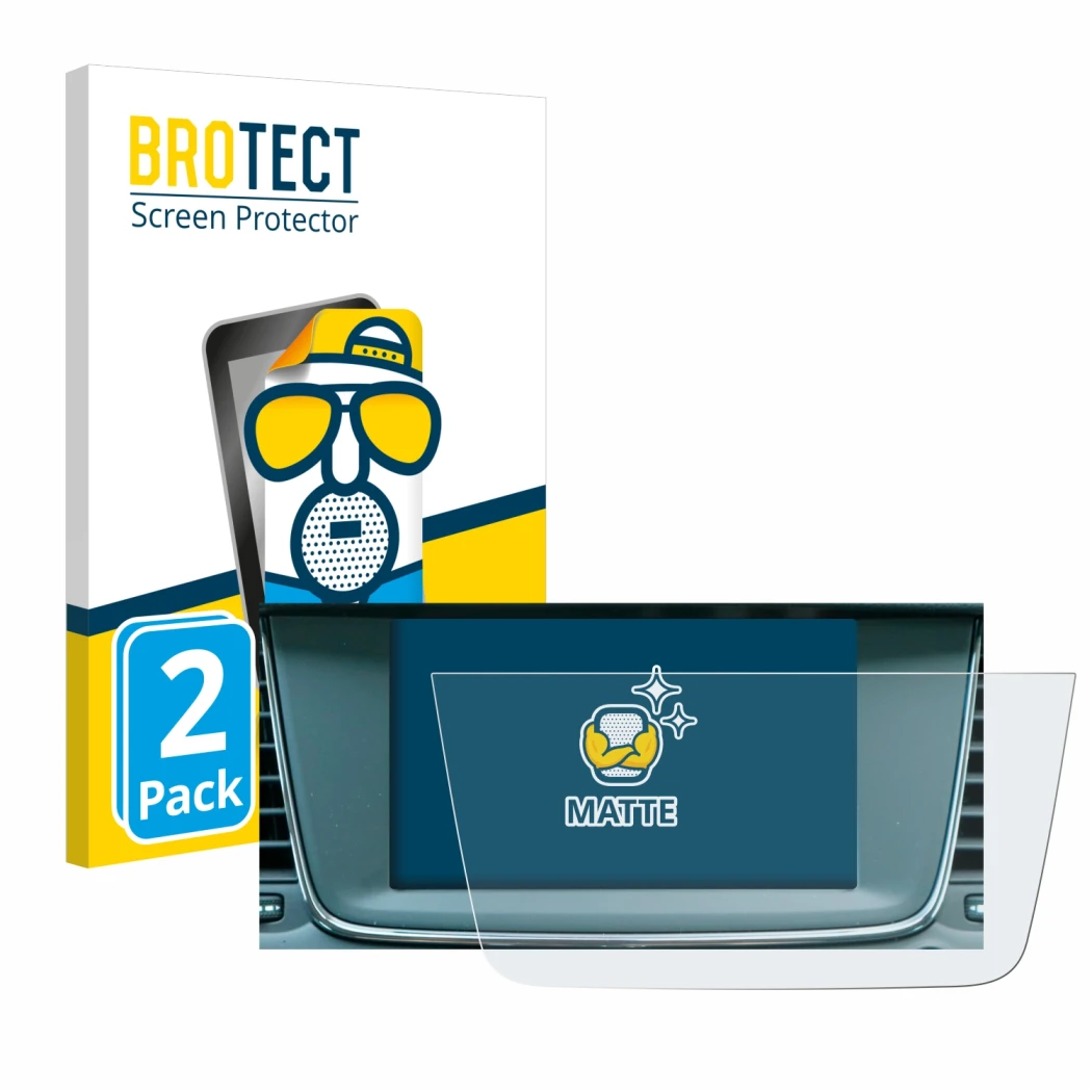 Parte frontal de un envase de producto con el logotipo de la marca BROTECT. Al lado se muestra el dispositivo Opel Grandland X