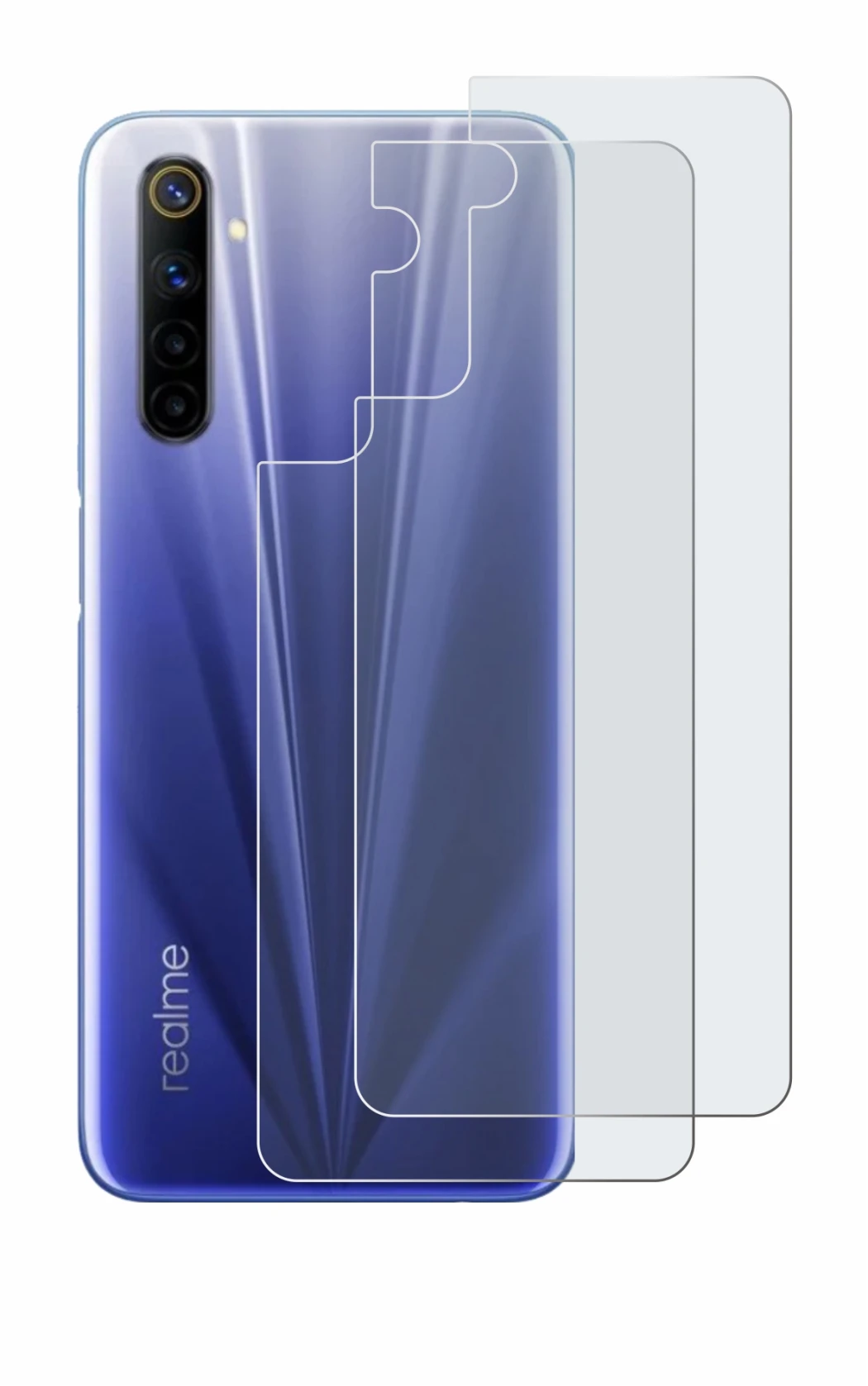 Imagen del dispositivo realme 6 (Trasero) con una amplia variedad de protectores de pantalla.