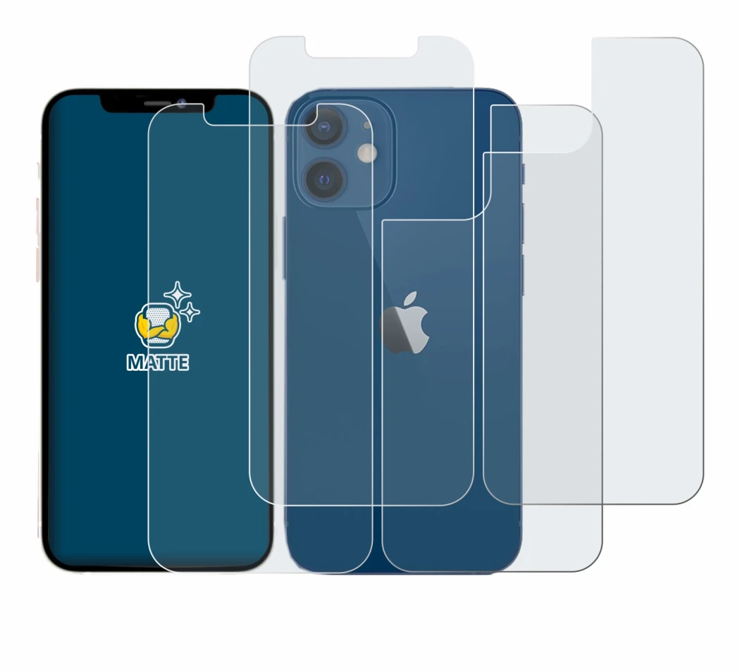 Imagen del dispositivo Apple iPhone 12 (Frontal+Trasero) con una amplia variedad de protectores de pantalla.