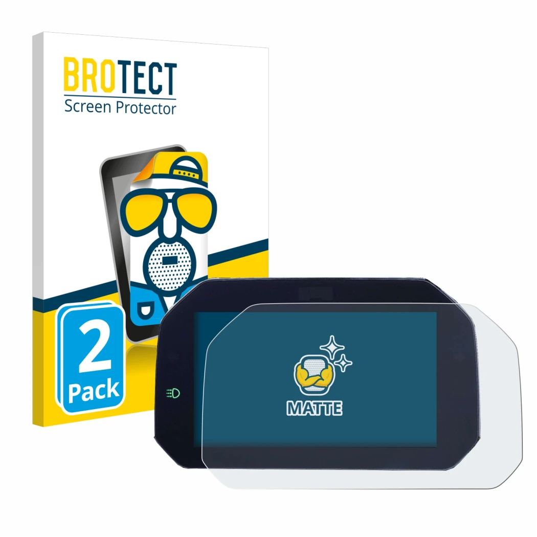 Parte frontal de un envase de producto con el logotipo de la marca BROTECT. Al lado se muestra el dispositivo BMW S 1000 XR 20