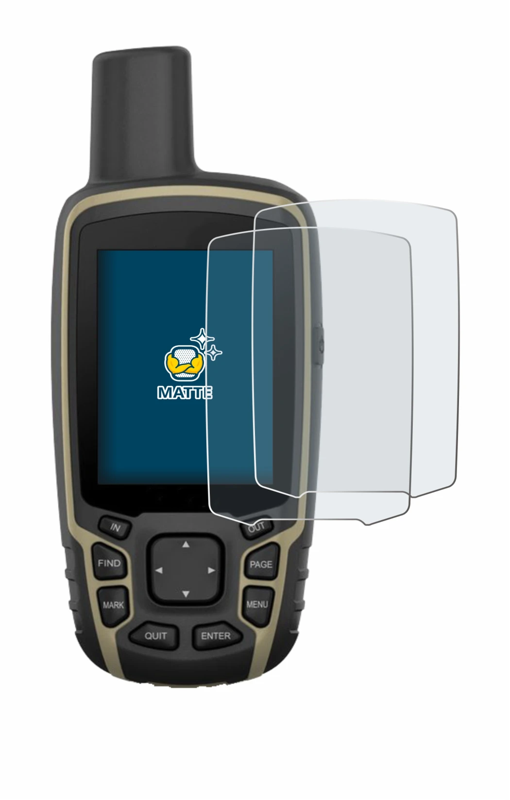 Imagen del dispositivo Garmin GPSMAP 65 con una amplia variedad de protectores de pantalla.