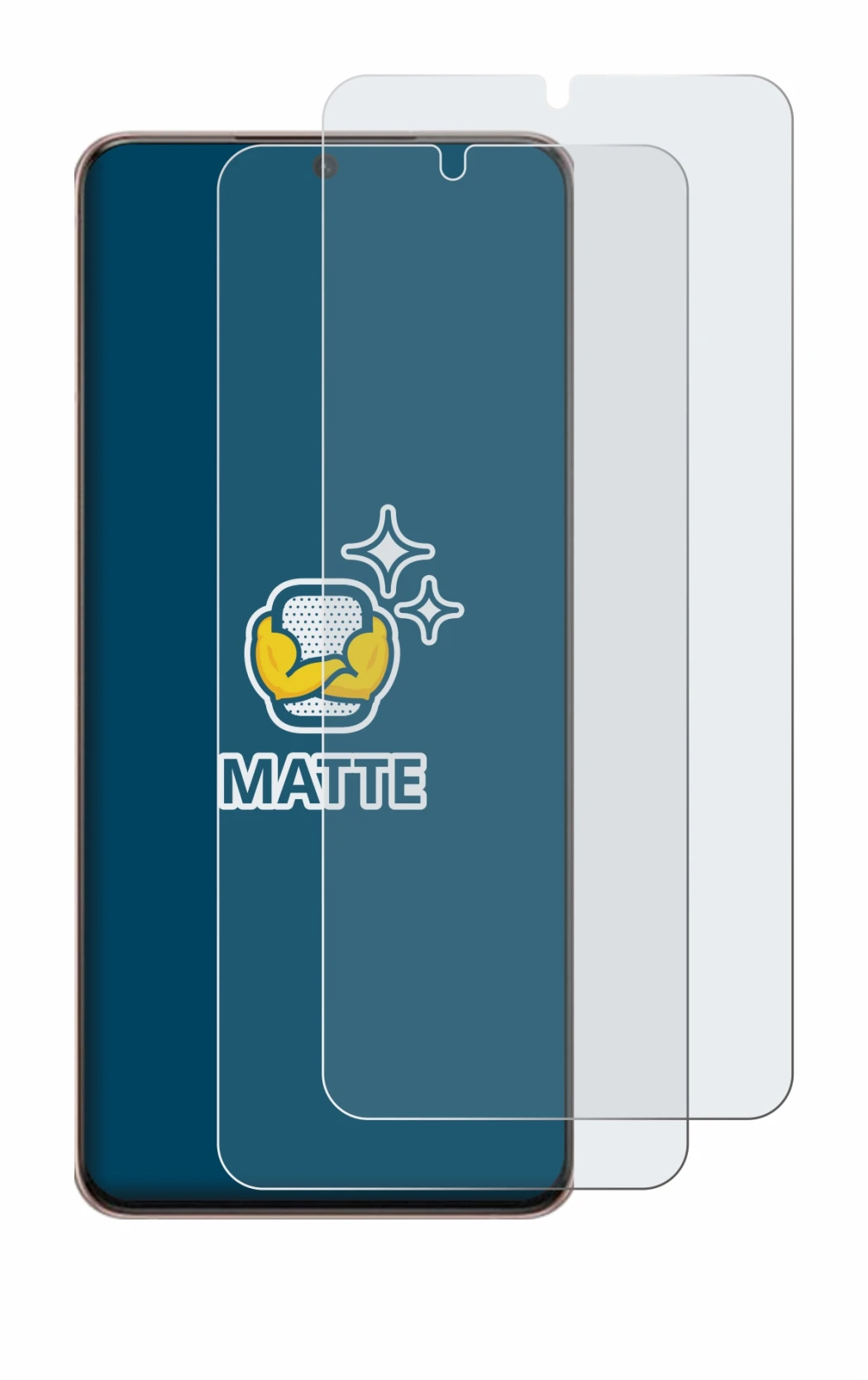 Imagen del dispositivo Samsung Galaxy S21 Plus 5G con una amplia variedad de protectores de pantalla.