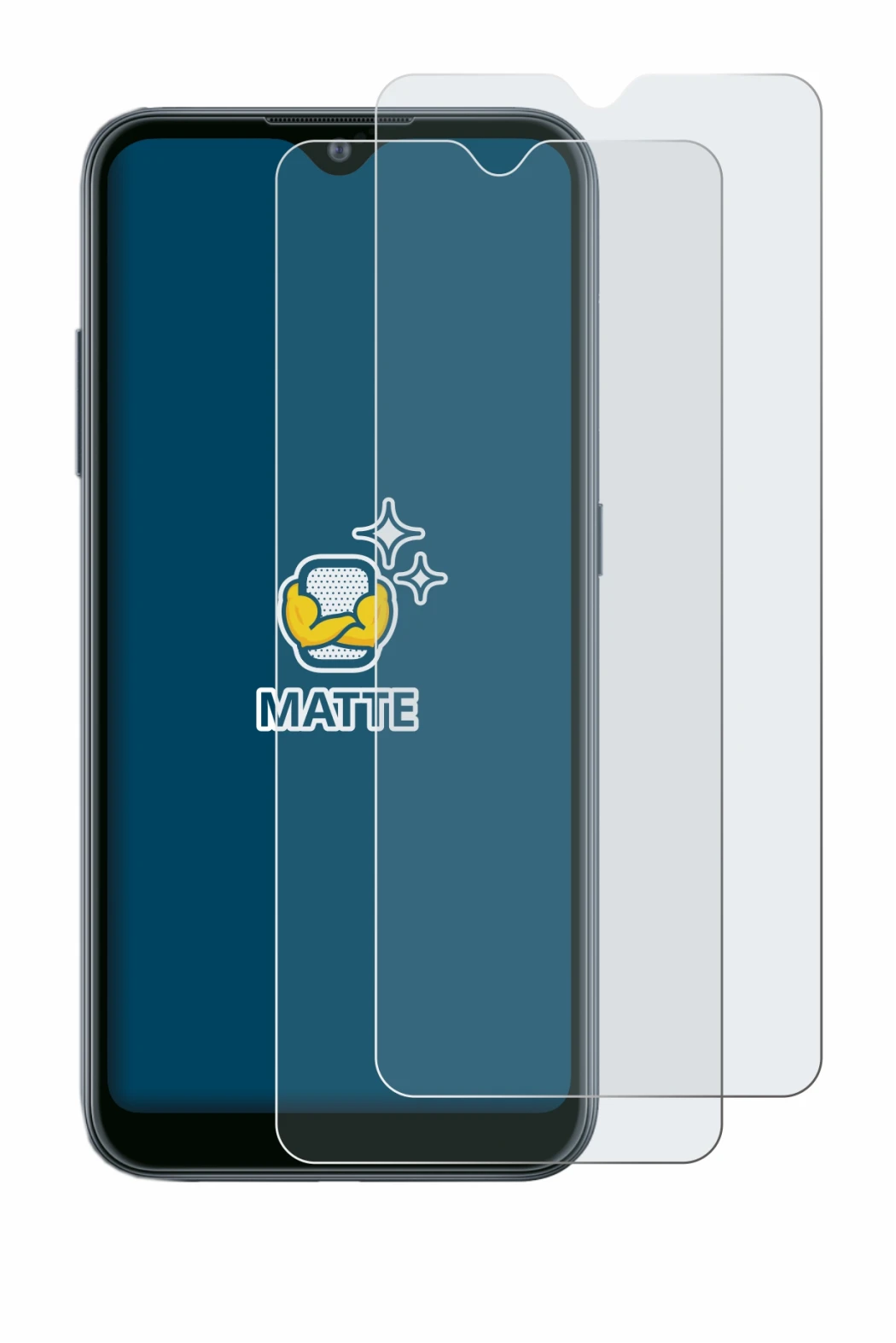 Imagen del dispositivo Samsung Galaxy A02 con una amplia variedad de protectores de pantalla.