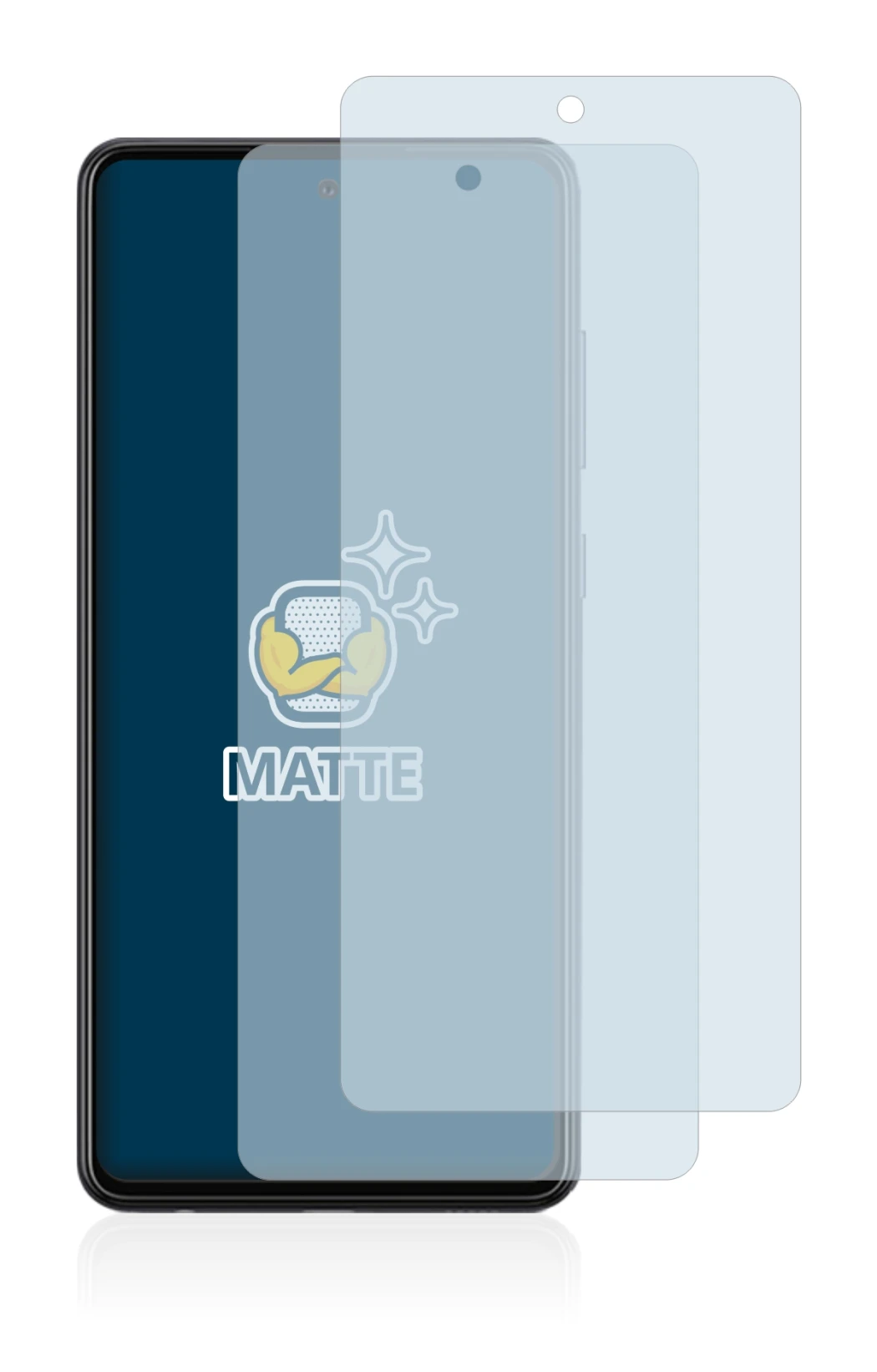 Imagen del dispositivo Samsung Galaxy A72 con una amplia variedad de protectores de pantalla.