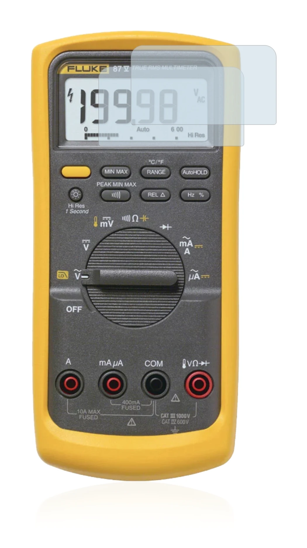Imagen del dispositivo Fluke 87v con una amplia variedad de protectores de pantalla.