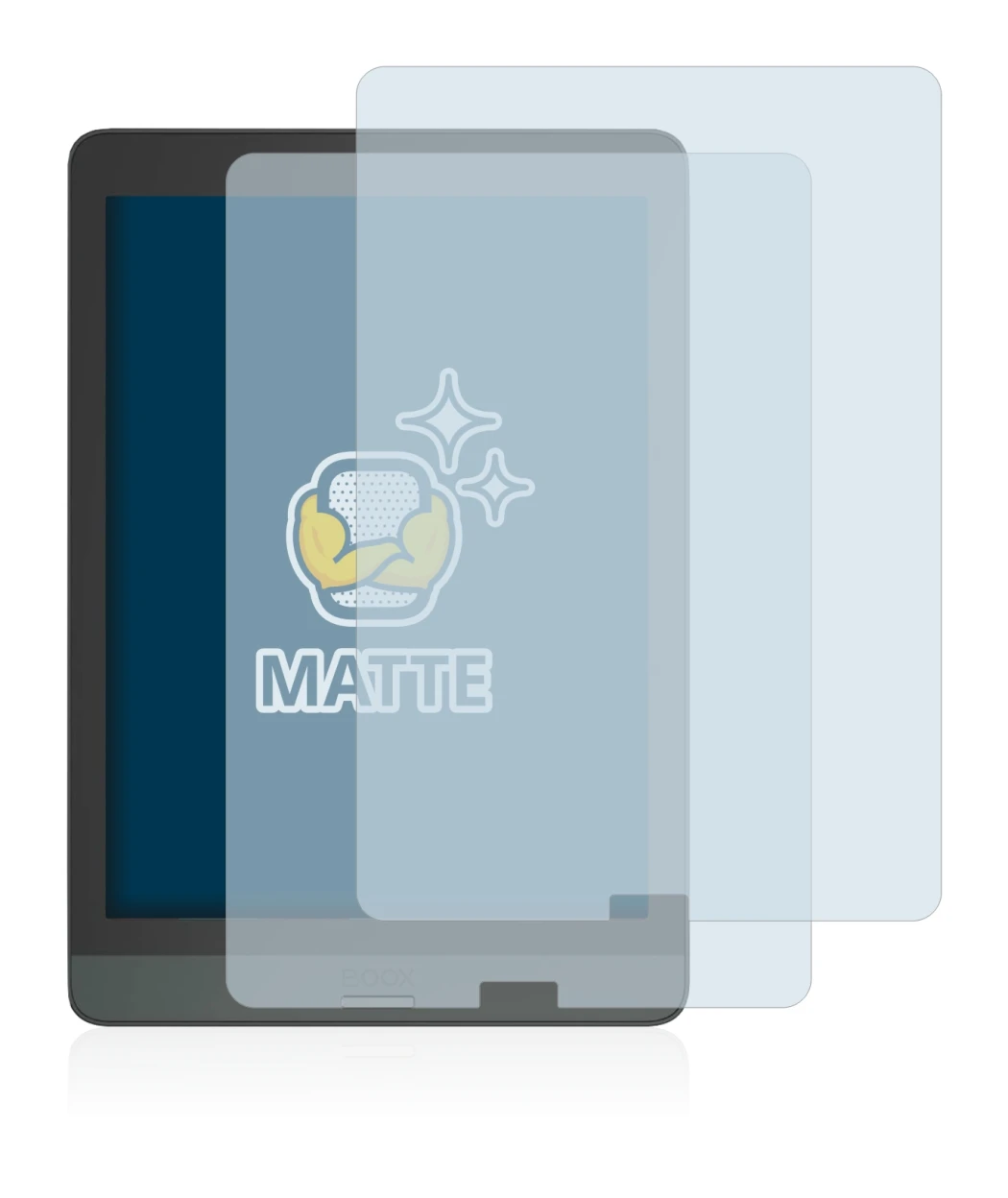 Imagen del dispositivo Boox Nova 3 con una amplia variedad de protectores de pantalla.