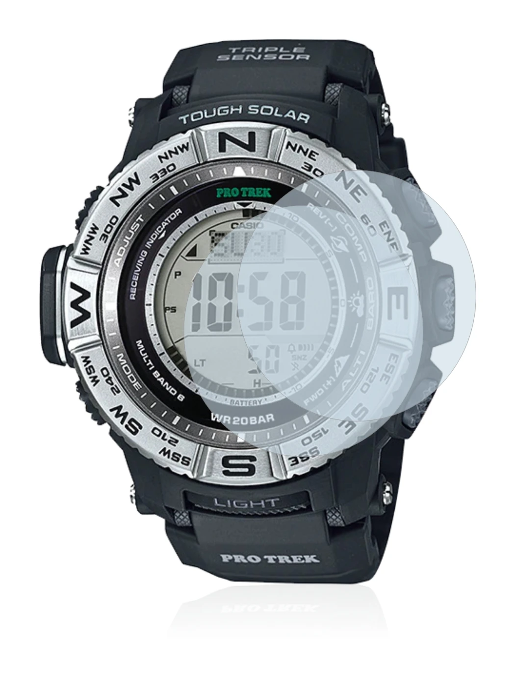 Imagen del dispositivo Casio Pro Trek PRW-3500-1 con una amplia variedad de protectores de pantalla.