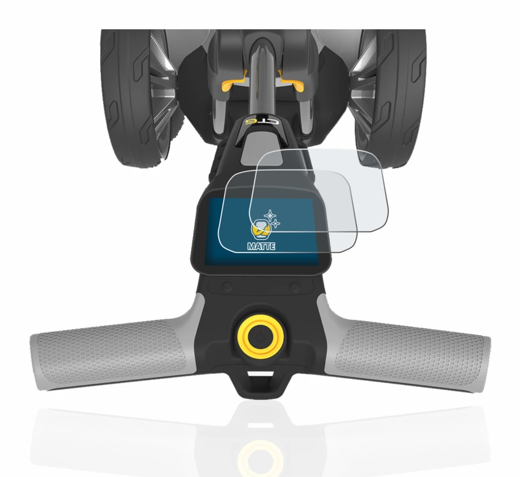 Imagen del dispositivo PowaKaddy CT6 con una amplia variedad de protectores de pantalla.