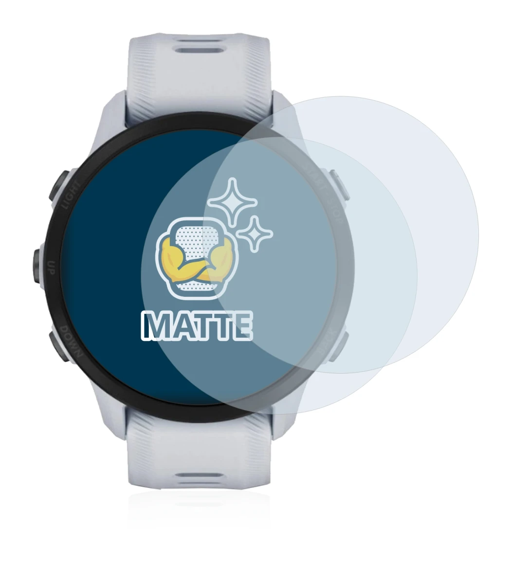 Imagen del dispositivo Garmin Forerunner 955 con una amplia variedad de protectores de pantalla.