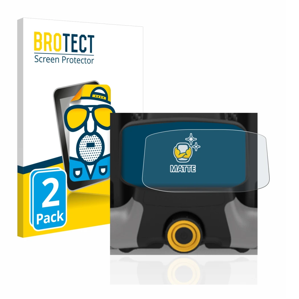 Parte frontal de un envase de producto con el logotipo de la marca BROTECT. Al lado se muestra el dispositivo PowaKaddy CT8 co