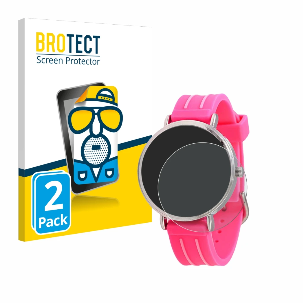 Parte frontal de un envase de producto con el logotipo de la marca BROTECT. Al lado se muestra el dispositivo Kiddus Children'