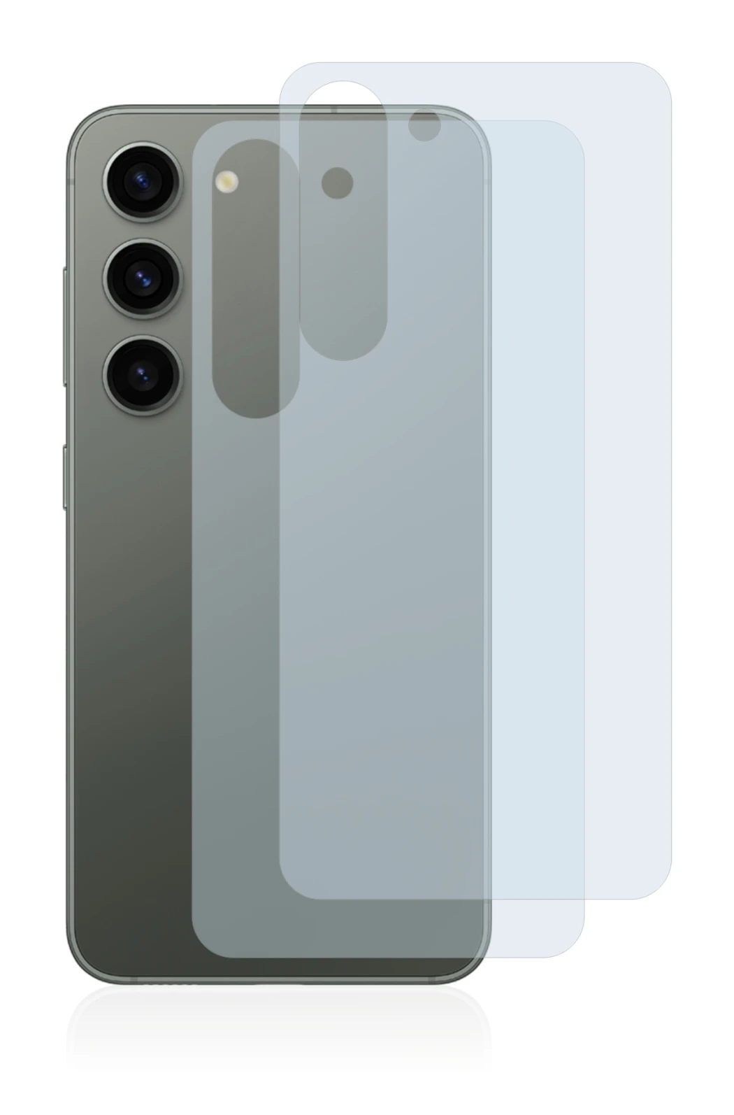 Imagen del dispositivo Samsung Galaxy S23 (Trasero) con una amplia variedad de protectores de pantalla.