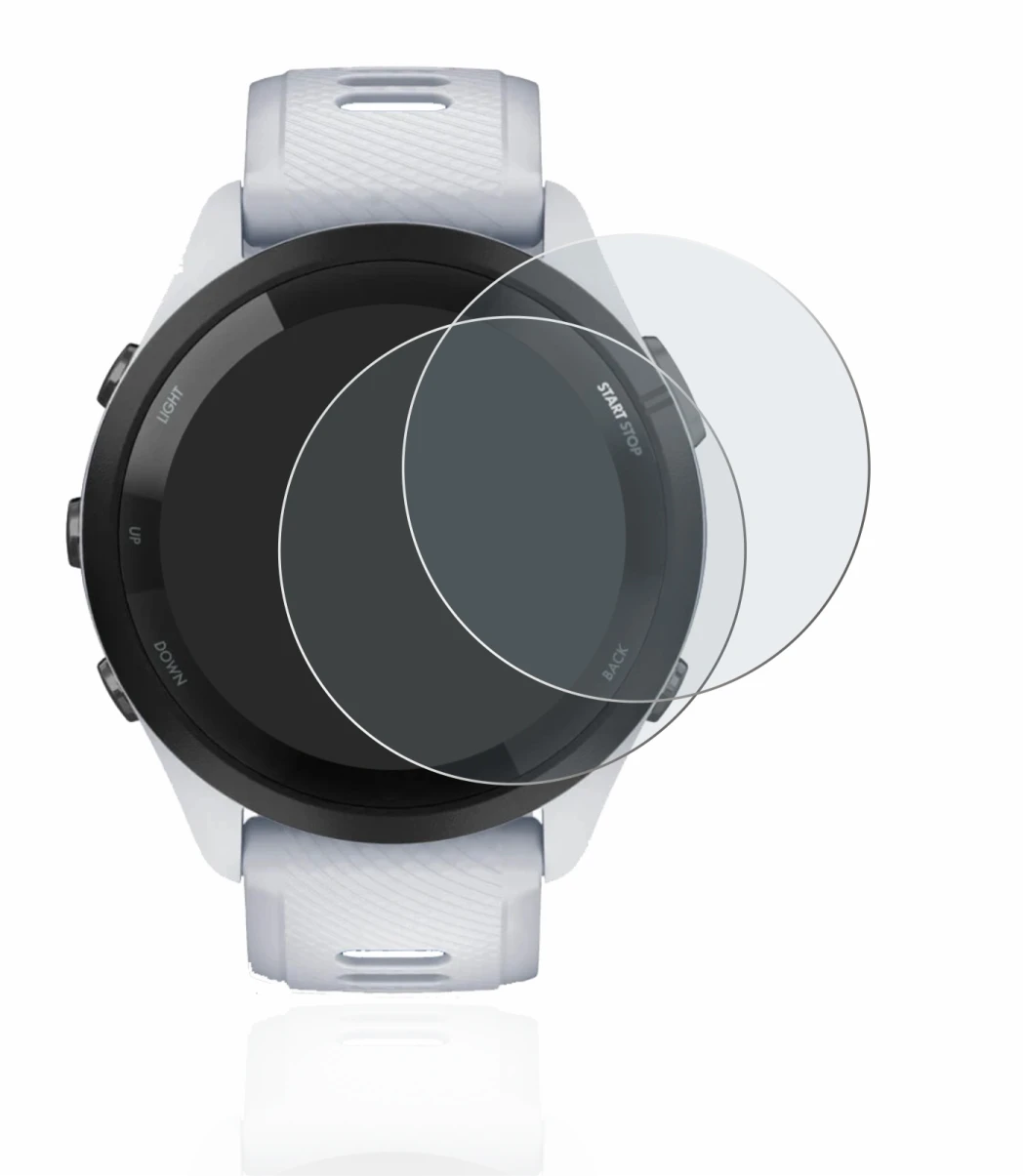 Imagen del dispositivo Garmin Forerunner 265 (46 mm) con una amplia variedad de protectores de pantalla.
