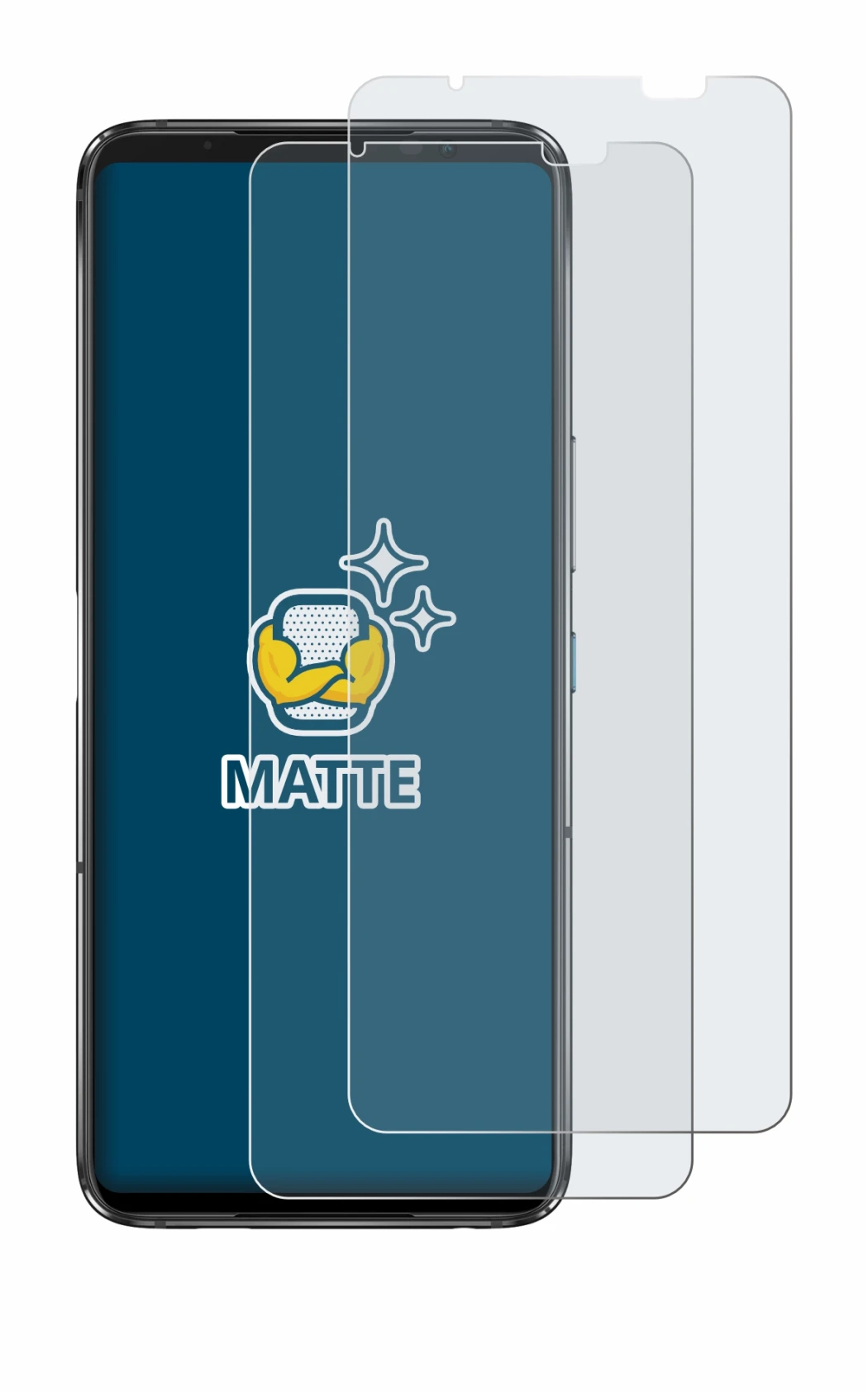 Imagen del dispositivo ASUS ROG Phone 7 Ultimate con una amplia variedad de protectores de pantalla.