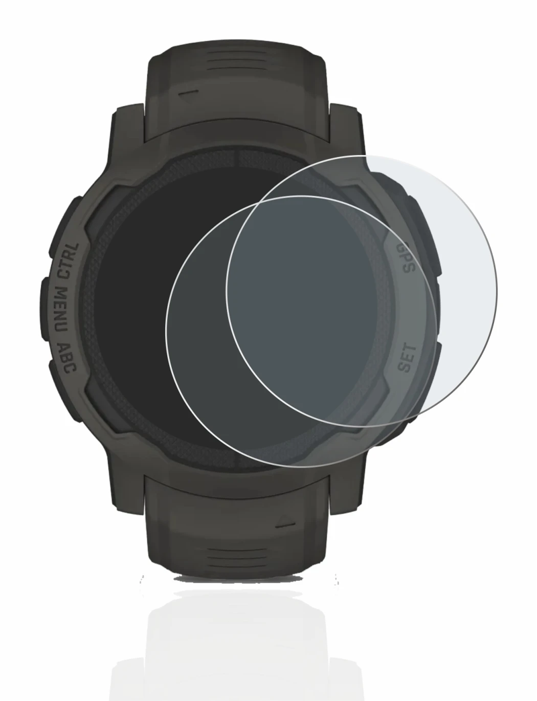 Imagen del dispositivo Garmin Instinct 2 Solar con una amplia variedad de protectores de pantalla.