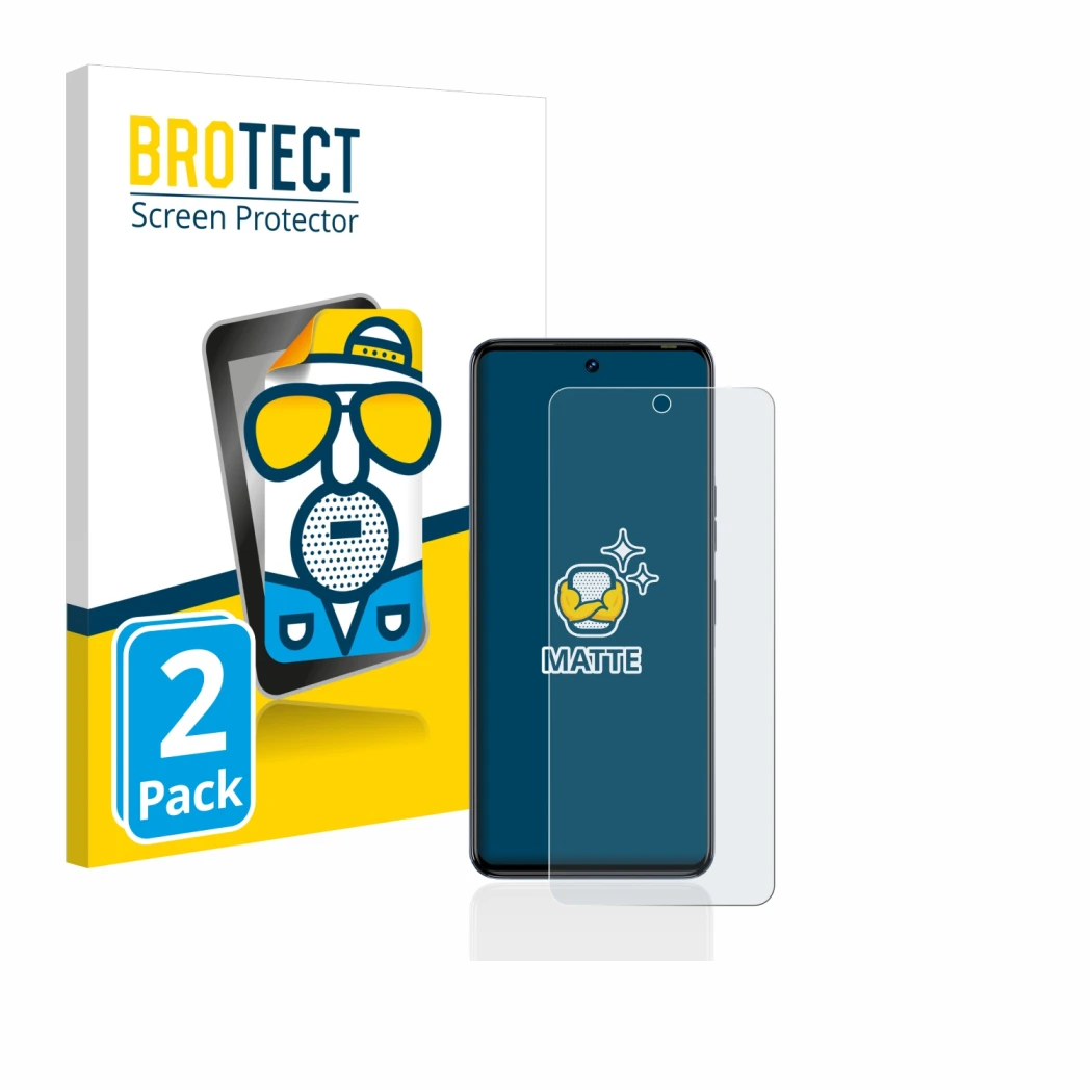 Parte frontal de un envase de producto con el logotipo de la marca BROTECT. Al lado se muestra el dispositivo Tecno Camon 20 P