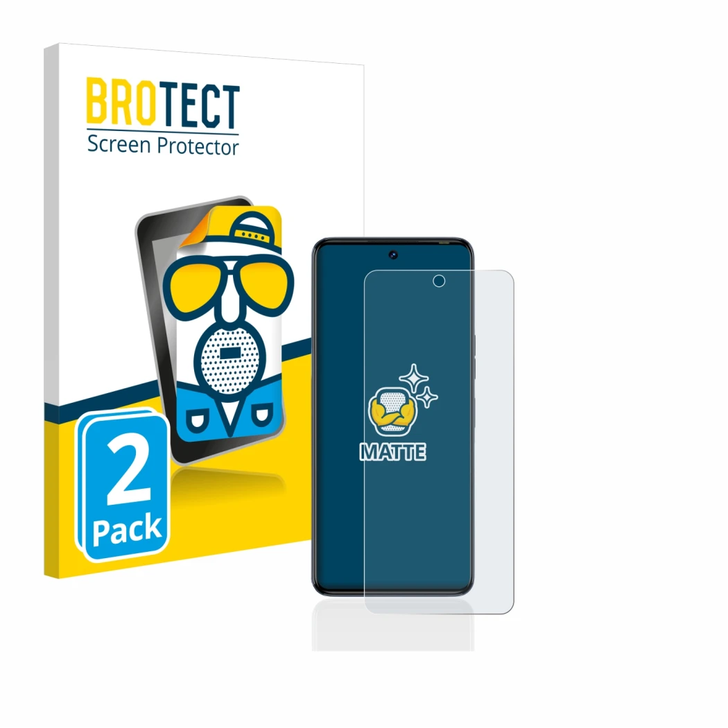 Parte frontal de un envase de producto con el logotipo de la marca BROTECT. Al lado se muestra el dispositivo Tecno Camon 20 c