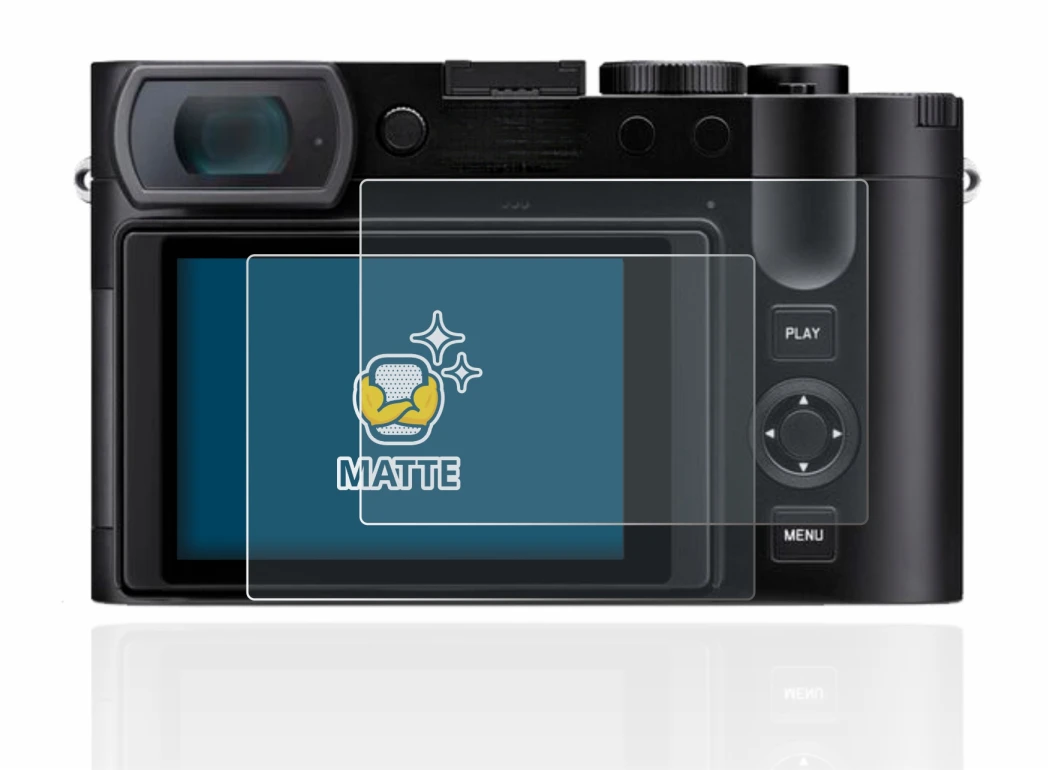 Imagen del dispositivo Leica Q3 con una amplia variedad de protectores de pantalla.