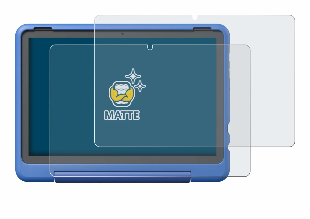 Imagen del dispositivo Amazon Fire HD 10 Kids Pro 2023 con una amplia variedad de protectores de pantalla.