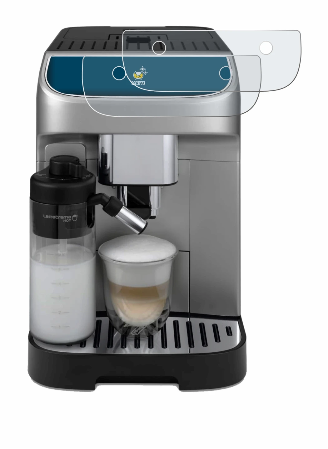 Imagen del dispositivo DeLonghi Magnifica Plus con una amplia variedad de protectores de pantalla.