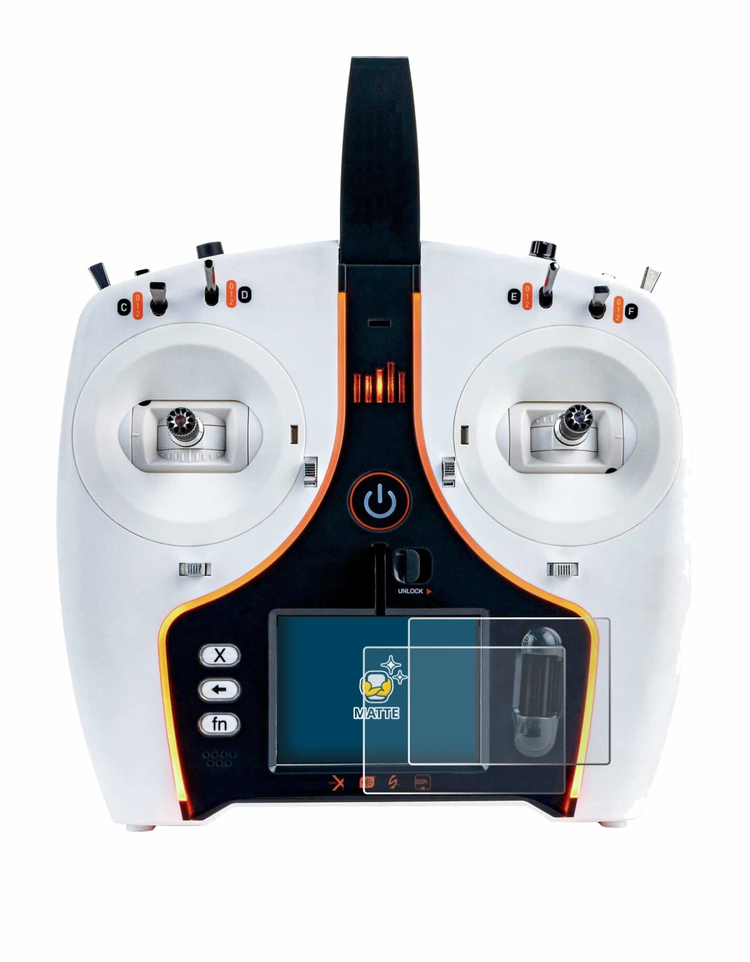 Imagen del dispositivo Spektrum NX7e con una amplia variedad de protectores de pantalla.