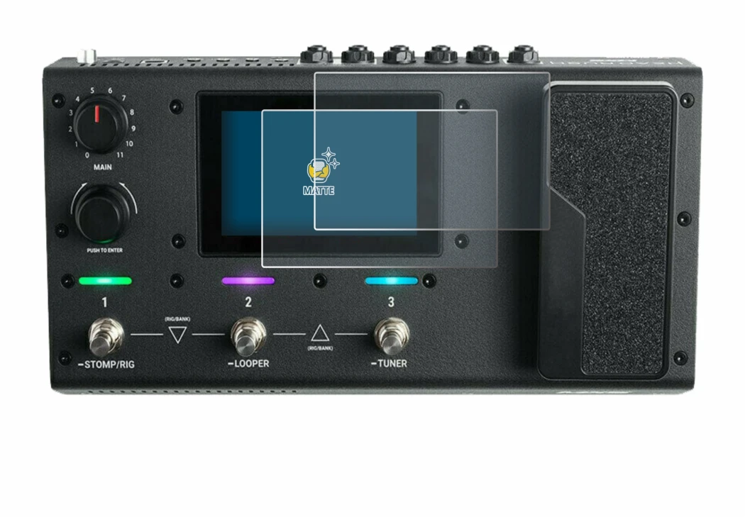 Imagen del dispositivo Headrush MX5 con una amplia variedad de protectores de pantalla.