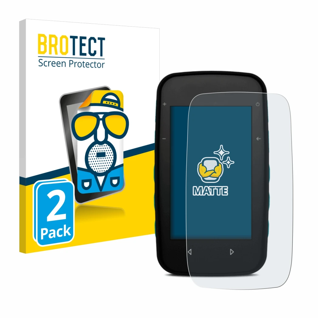 Parte frontal de un envase de producto con el logotipo de la marca BROTECT. Al lado se muestra el dispositivo CompeGPS TwoNav