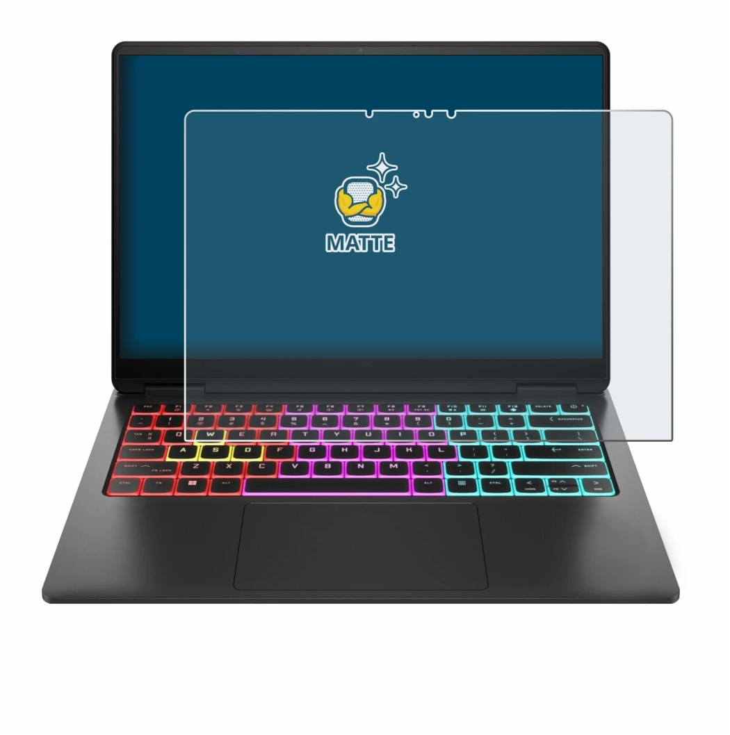 Imagen del dispositivo HP Omen Transcend 14 con una amplia variedad de protectores de pantalla.