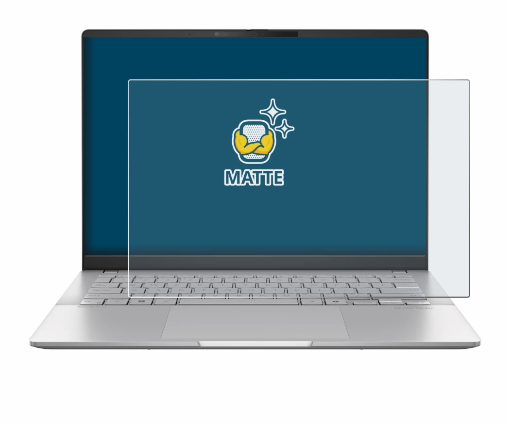 Imagen del dispositivo ASUS Vivobook S 14 OLED M5406 con una amplia variedad de protectores de pantalla.