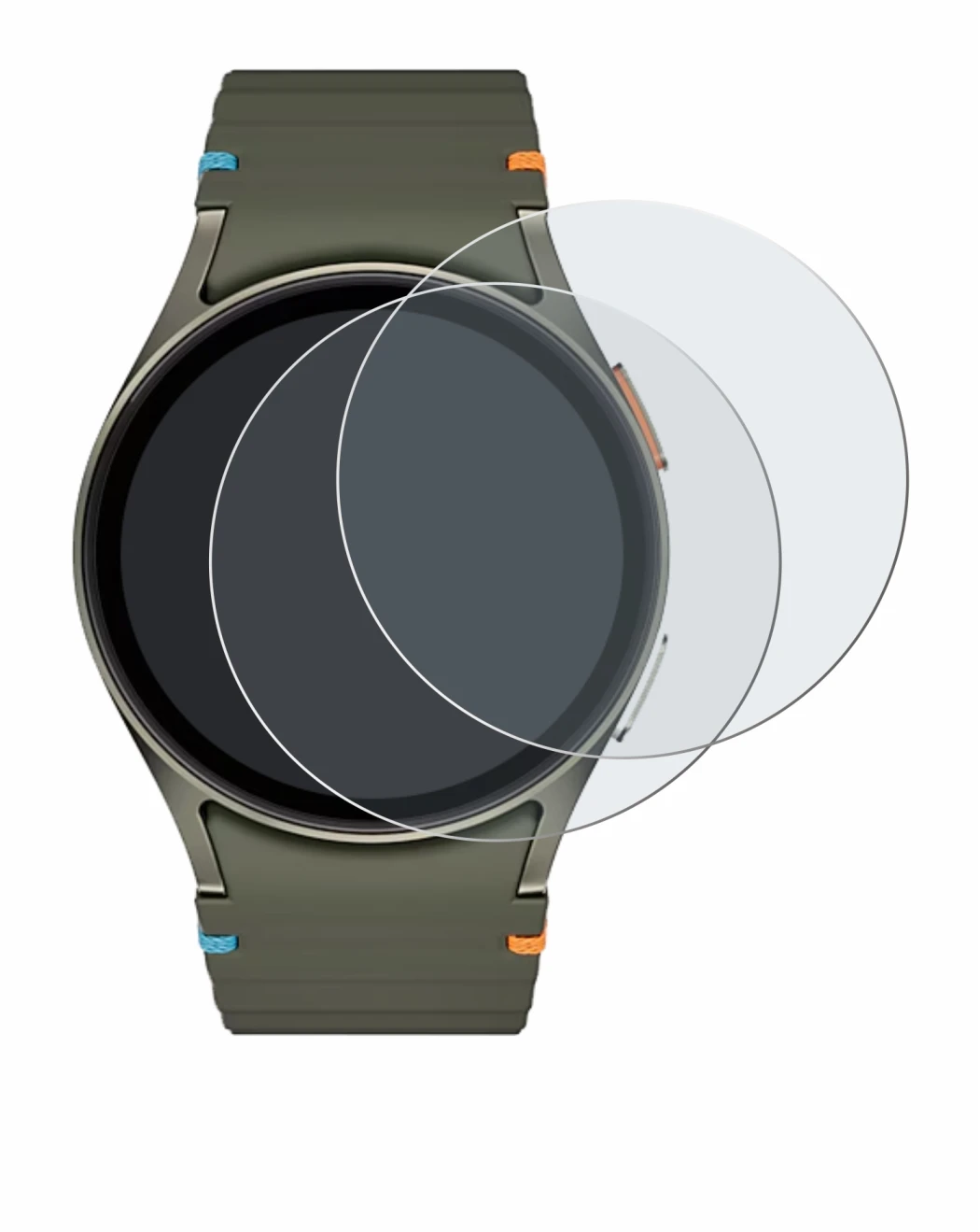 Imagen del dispositivo Samsung Galaxy Watch 7 (40 mm) con una amplia variedad de protectores de pantalla.