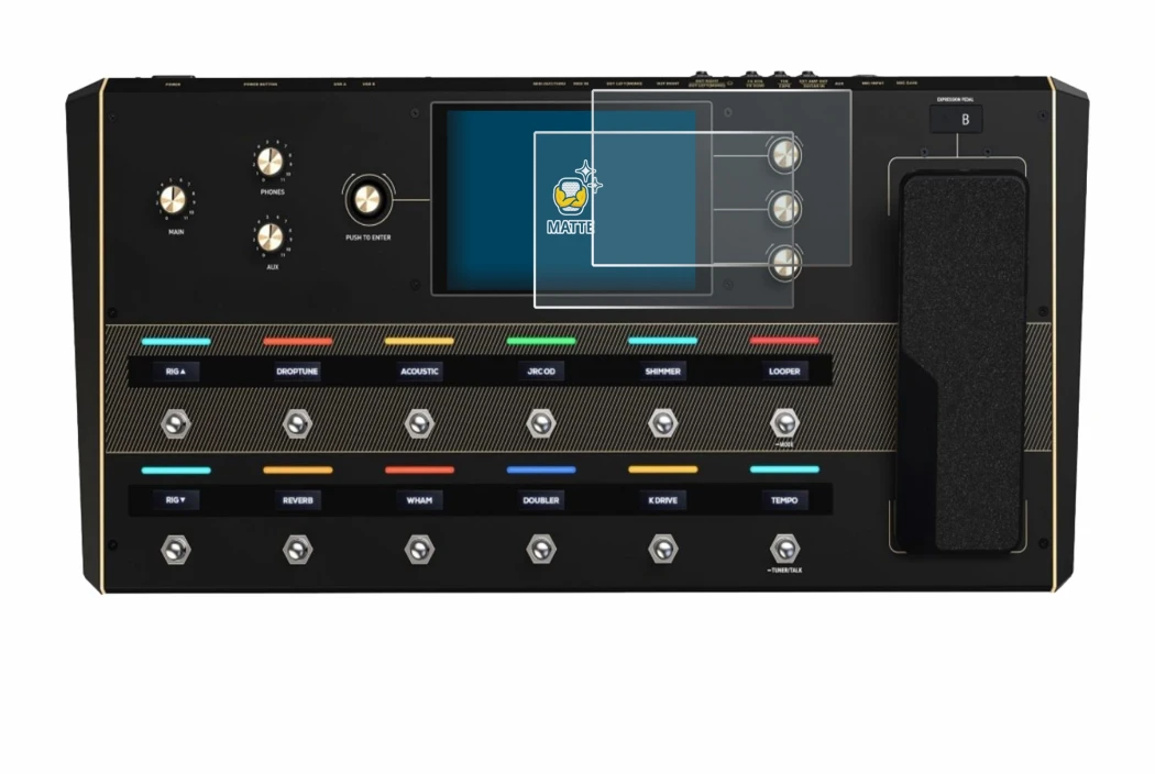 Imagen del dispositivo Headrush Prime con una amplia variedad de protectores de pantalla.