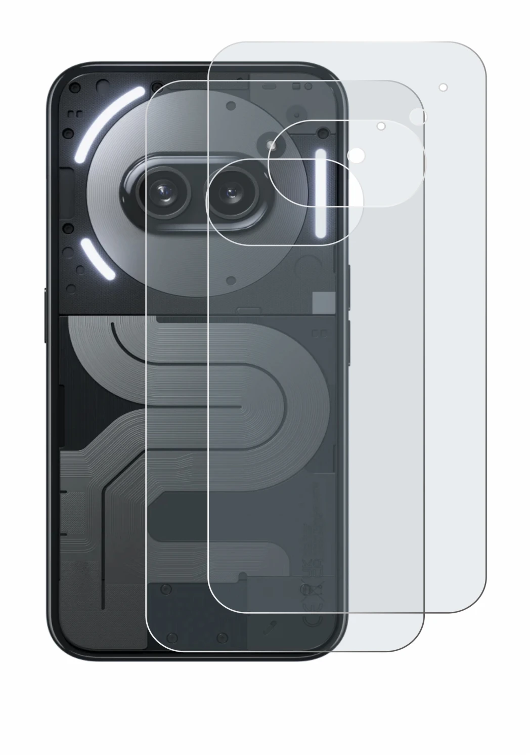 Imagen del dispositivo Nothing Phone (2a) Plus (Trasero) con una amplia variedad de protectores de pantalla.