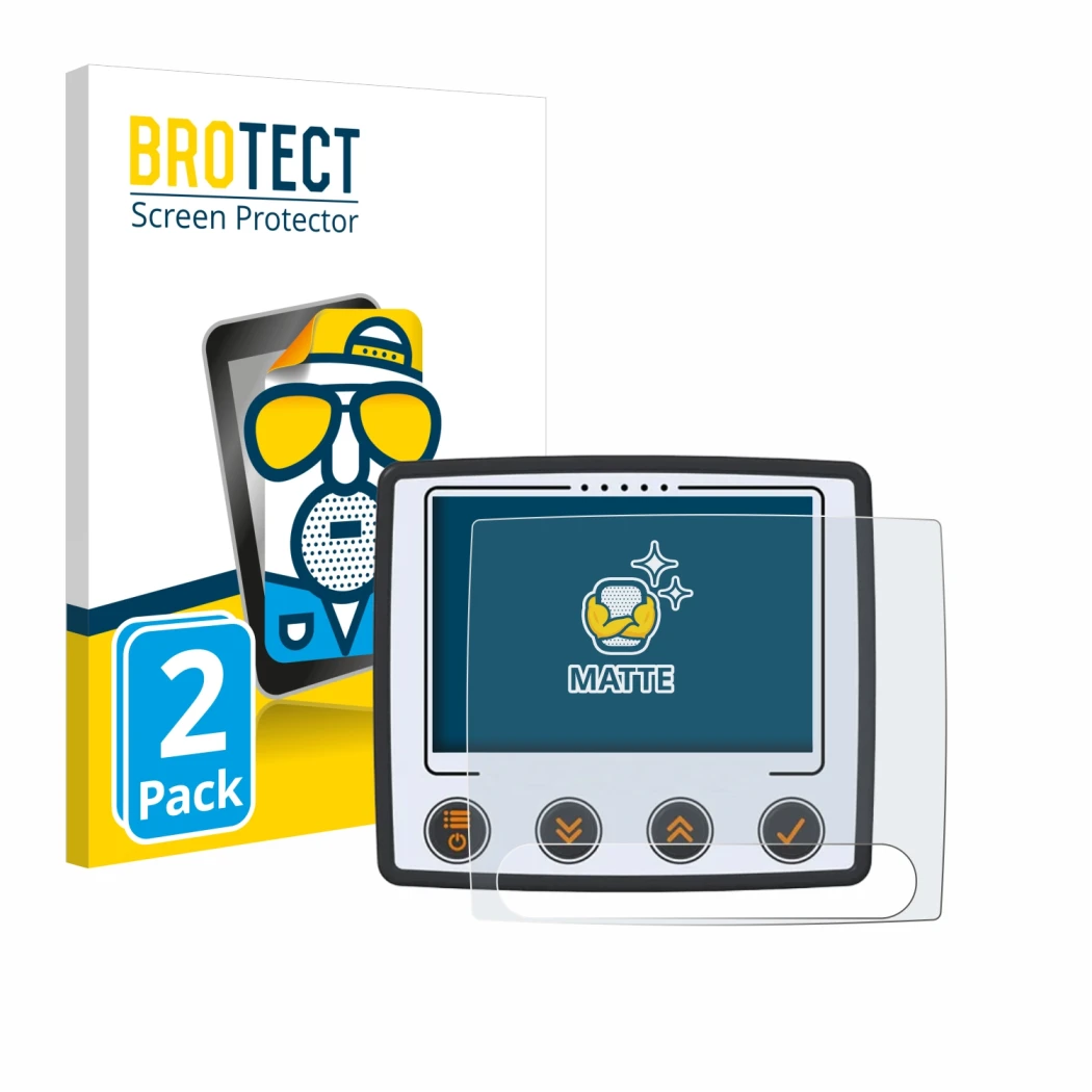 Parte frontal de un envase de producto con el logotipo de la marca BROTECT. Al lado se muestra el dispositivo Skytraxx 5 Mini 