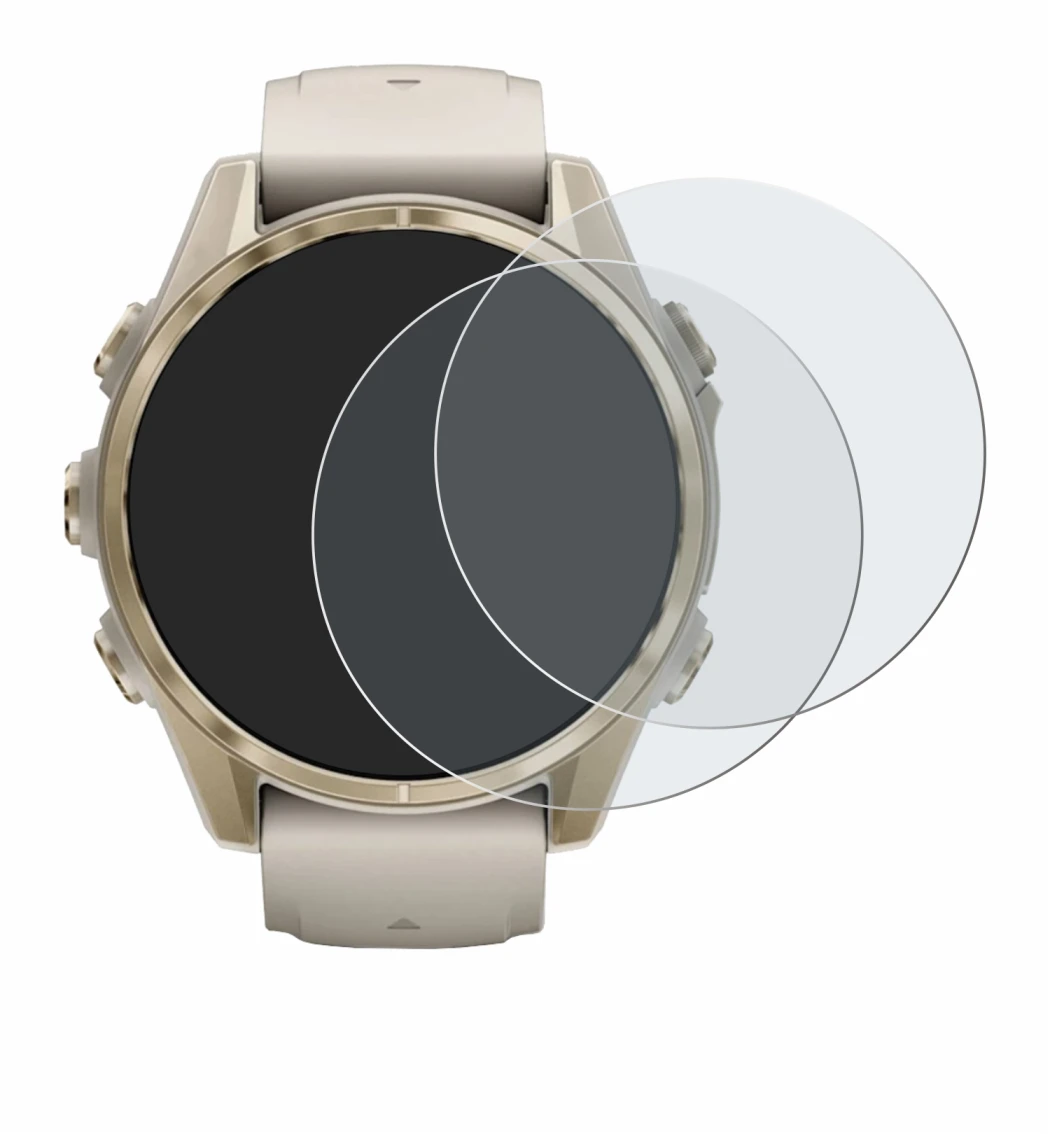 Imagen del dispositivo Garmin Fenix 8 (43 mm) con una amplia variedad de protectores de pantalla.