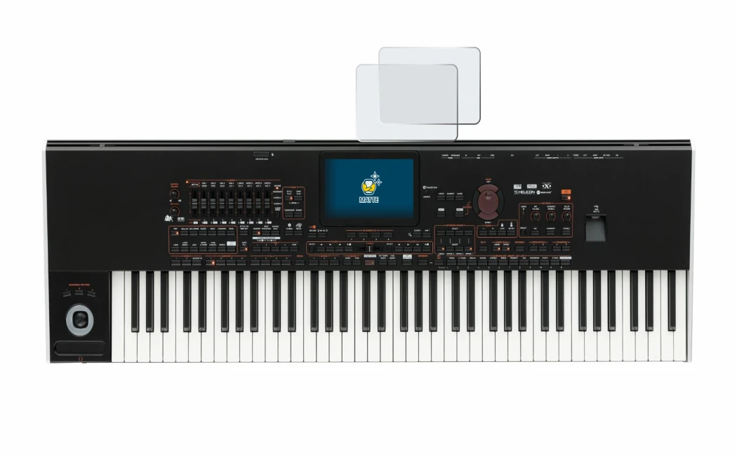 Imagen del dispositivo KORG Pa4x con una amplia variedad de protectores de pantalla.