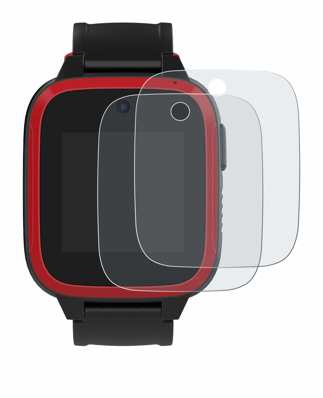 Imagen del dispositivo Xplora Let's Go con una amplia variedad de protectores de pantalla.