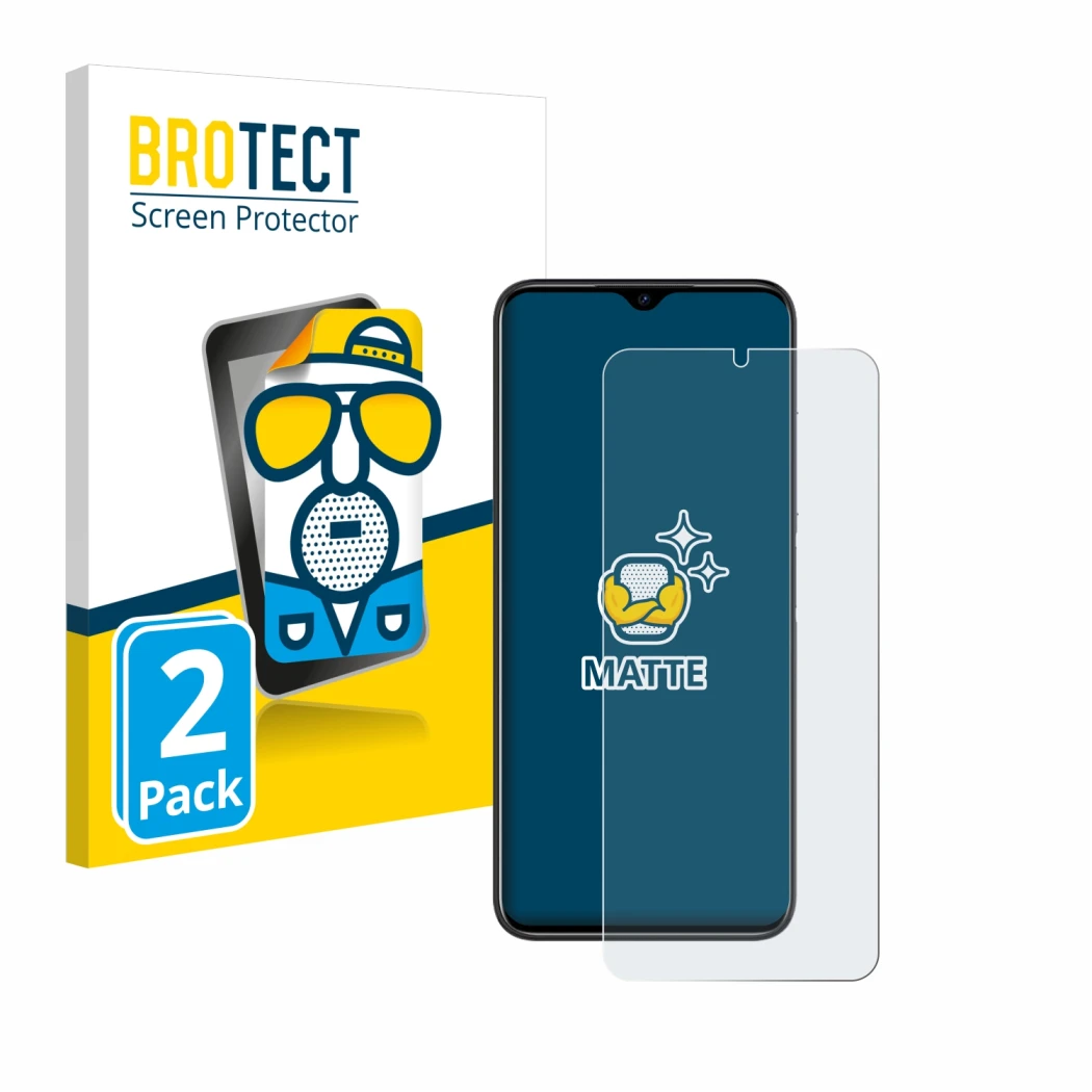 Parte frontal de un envase de producto con el logotipo de la marca BROTECT. Al lado se muestra el dispositivo Doogee N50 Pro c