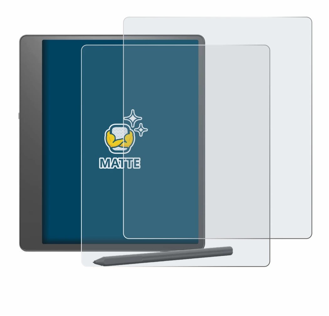 Imagen del dispositivo Amazon Kindle Scribe 2024 con una amplia variedad de protectores de pantalla.