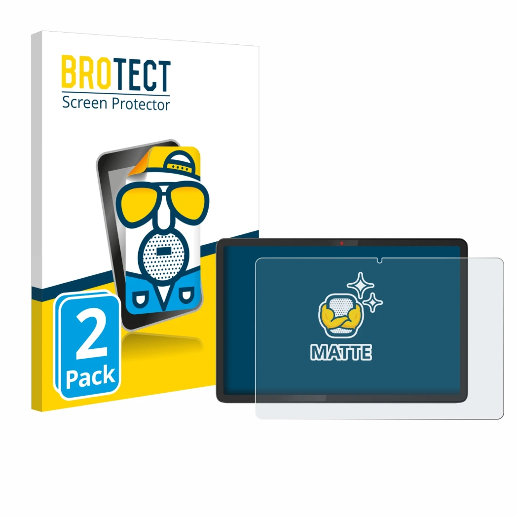 Parte frontal de un envase de producto con el logotipo de la marca BROTECT. Al lado se muestra el dispositivo Lenovo Chromeboo