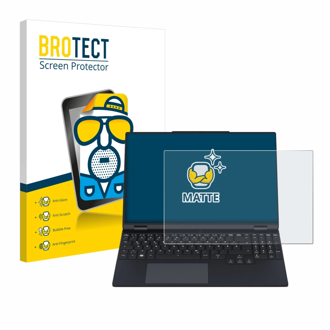 Parte frontal de un envase de producto con el logotipo de la marca BROTECT. Al lado se muestra el dispositivo Tuxedo InfinityB