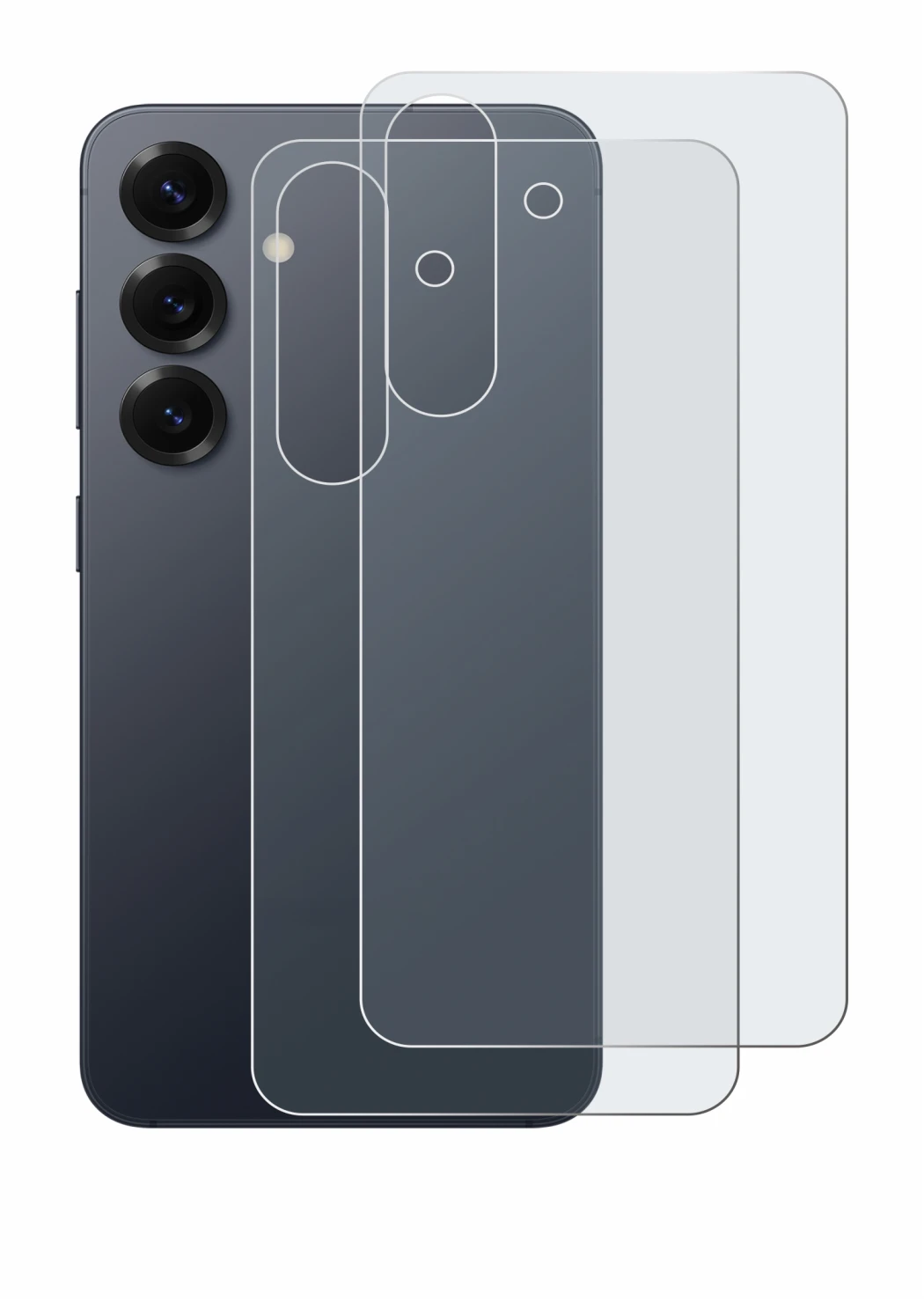 Imagen del dispositivo Samsung Galaxy S25 (Trasero) con una amplia variedad de protectores de pantalla.