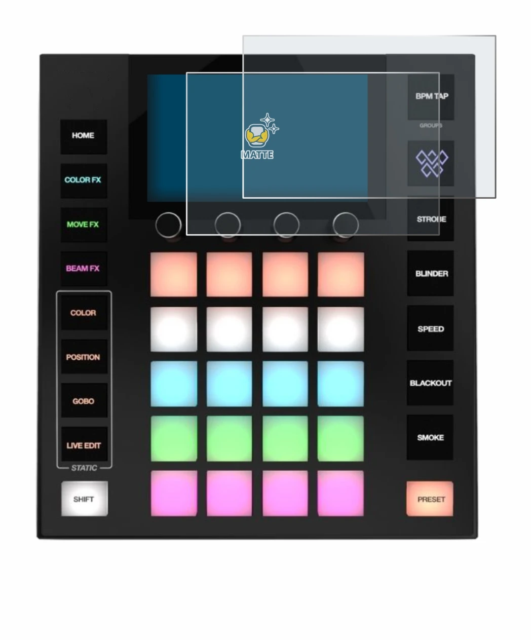 Imagen del dispositivo Wolfmix W1 MK2 con una amplia variedad de protectores de pantalla.