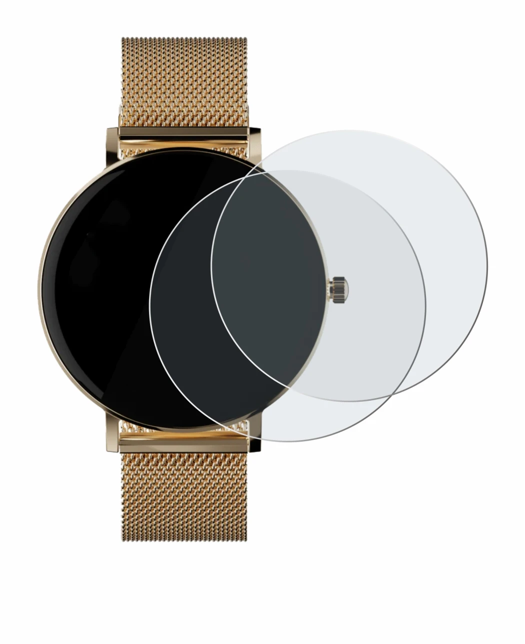 Imagen del dispositivo ZenWatch Venice Pro con una amplia variedad de protectores de pantalla.