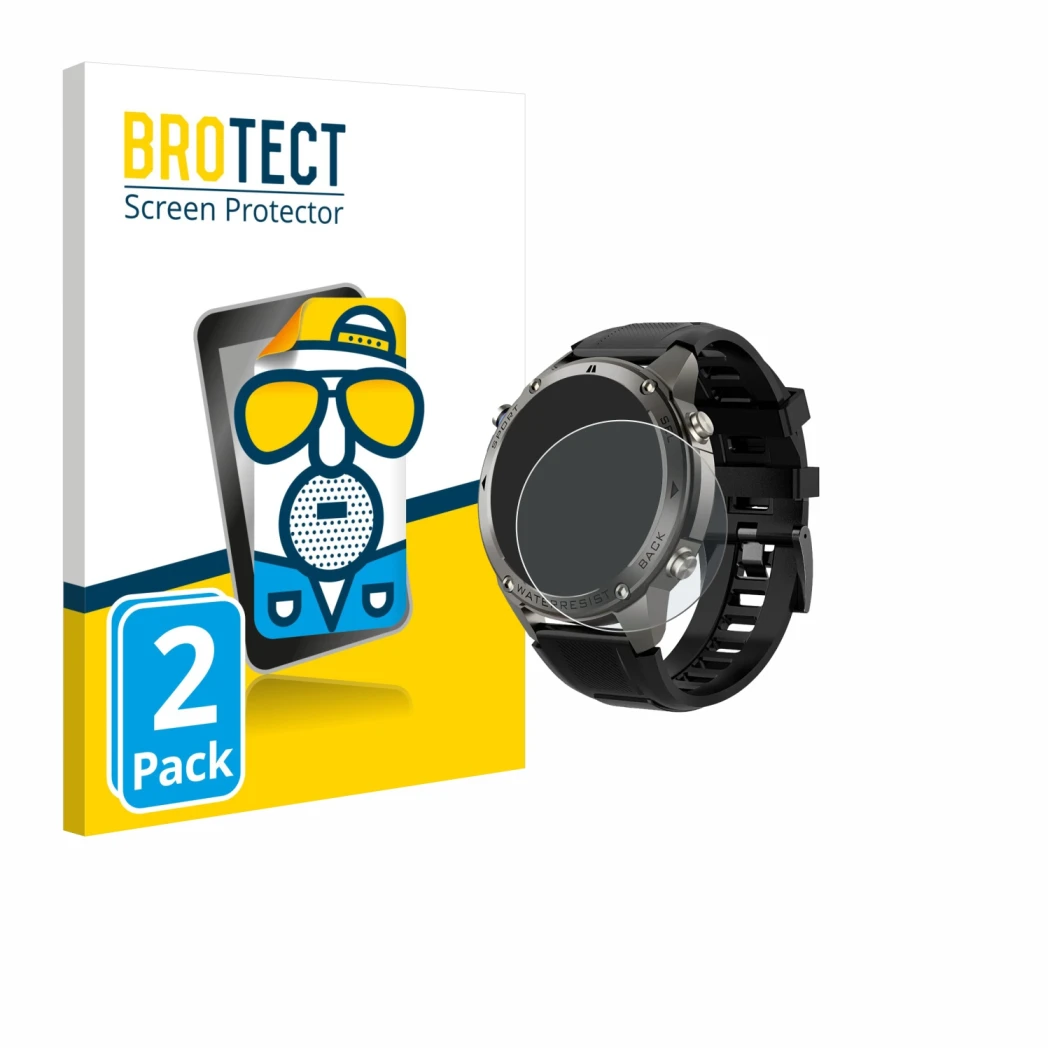 Parte frontal de un envase de producto con el logotipo de la marca BROTECT. Al lado se muestra el dispositivo Knauermann GPS 4