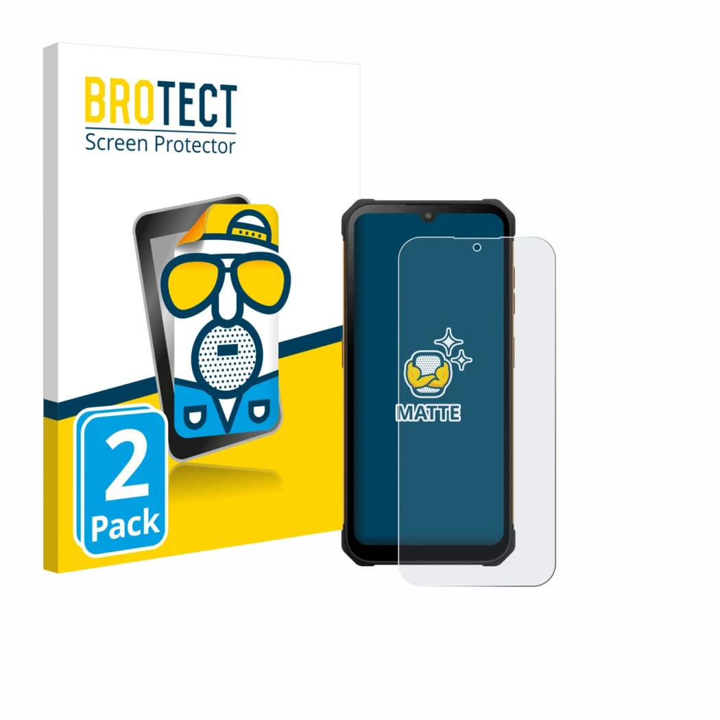 Parte frontal de un envase de producto con el logotipo de la marca BROTECT. Al lado se muestra el dispositivo Hammer Iron Va c