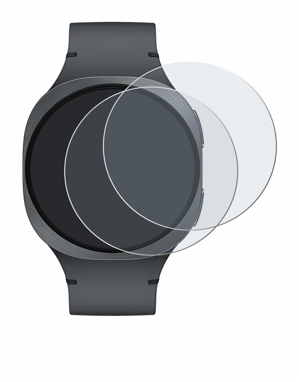 Imagen del dispositivo Samsung Galaxy Watch 8 (40 mm) con una amplia variedad de protectores de pantalla.