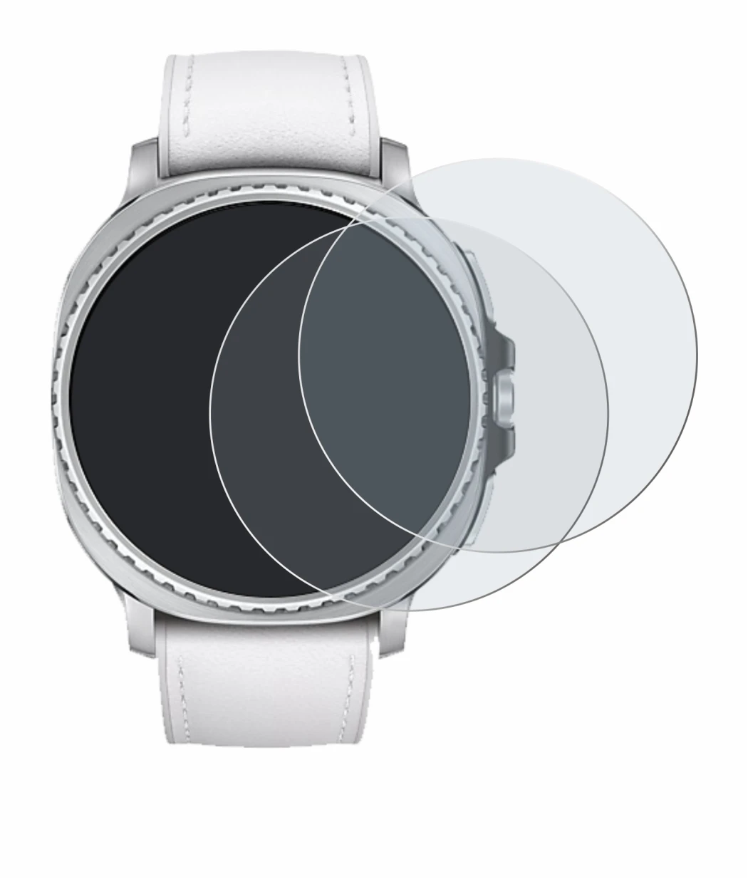 Imagen del dispositivo Samsung Galaxy Watch 8 Classic (46 mm) con una amplia variedad de protectores de pantalla.