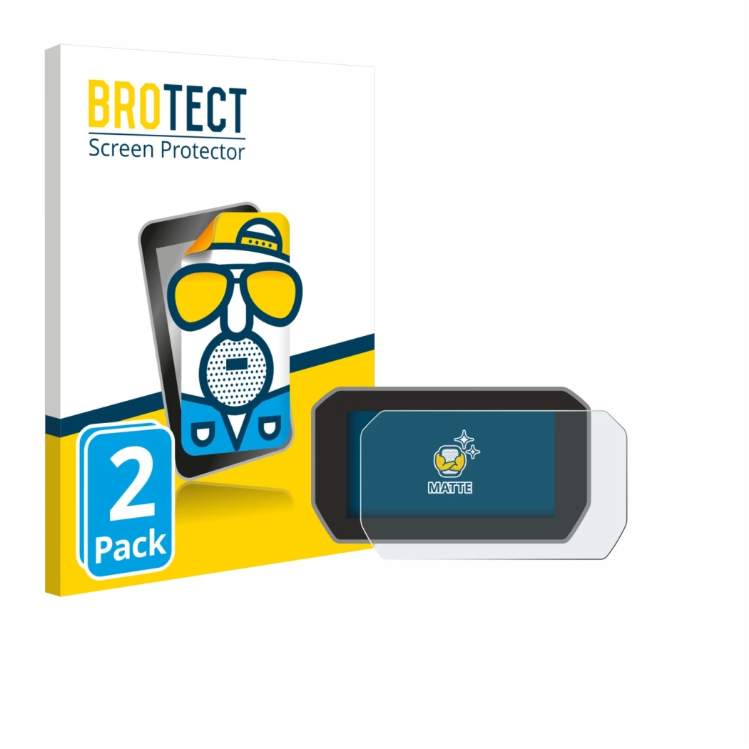 Parte frontal de un envase de producto con el logotipo de la marca BROTECT. Al lado se muestra el dispositivo Ducati V4S 2021 