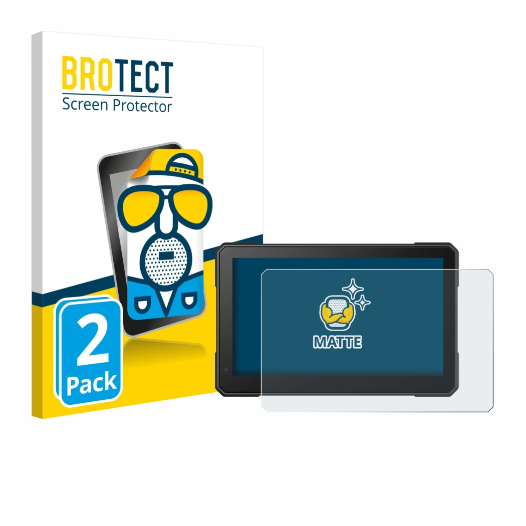 Parte frontal de un envase de producto con el logotipo de la marca BROTECT. Al lado se muestra el dispositivo Interphone Sync