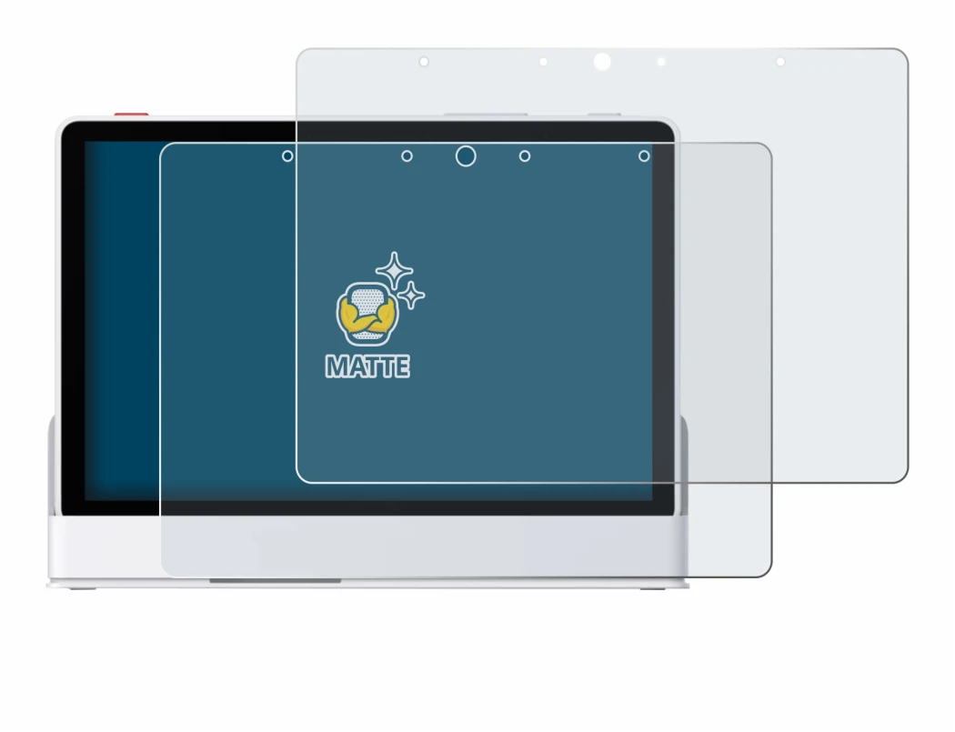 Imagen del dispositivo eufy Smart Display E10 con una amplia variedad de protectores de pantalla.